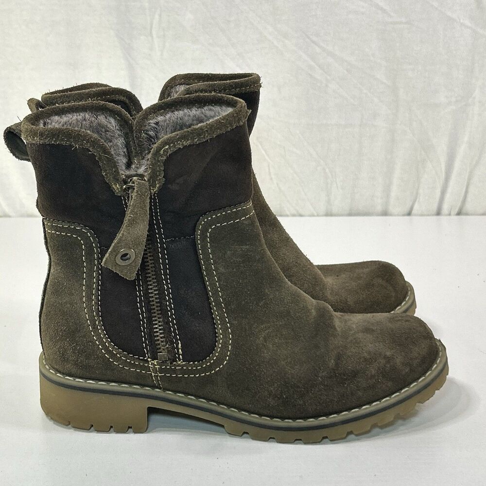 Eric Michael Denver Boots Womens EU 37 US 7 Suede Brown Faux Fur Lined Warm Cozy